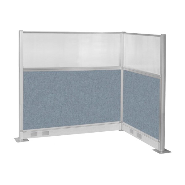 Pre-Configured Hush Panel Electric Cubicle (L Shape) 6' x 4' w/ Window Powder Blue Fabric